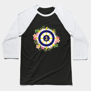 Nautical Anchor/Wheel Flowers Design Baseball T-Shirt